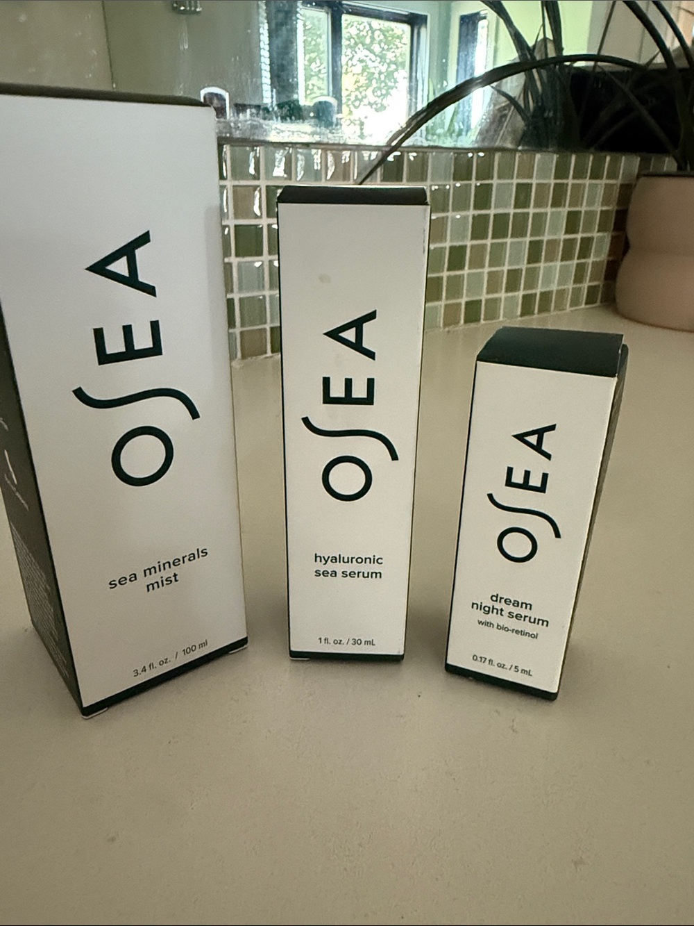 Osea Serums Trio. Sea minerals mist, hyaluronic serum, dream night serum
